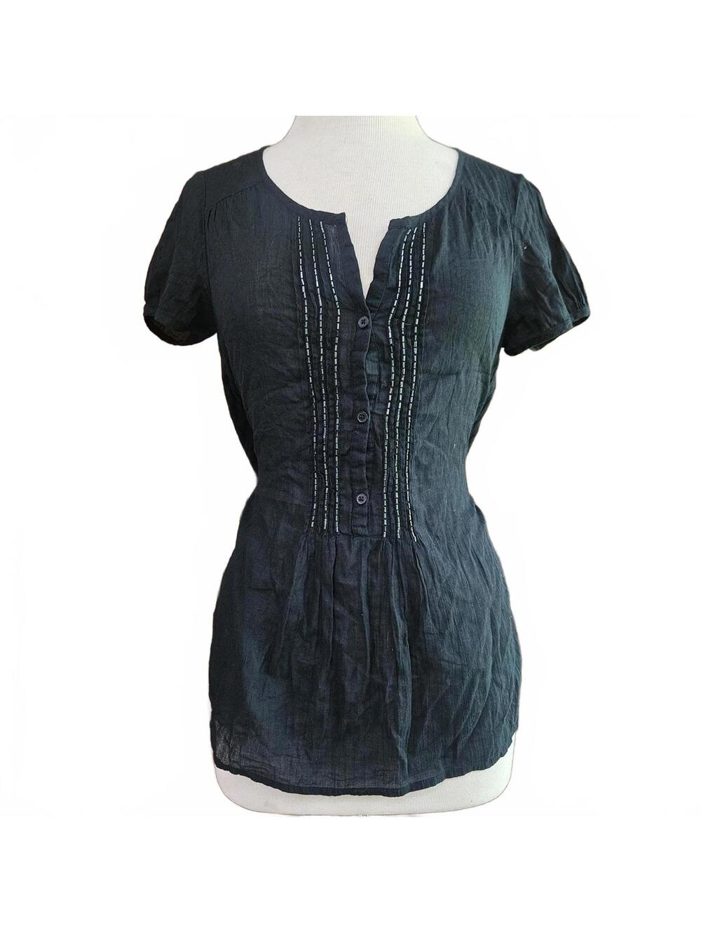 Cotton Black Beaded Top, small, Old Navy whimsigoth